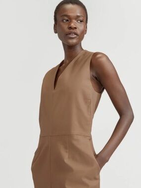 Everlane The Structured Cotton Blend Jumpsuit in Toasted Coconut